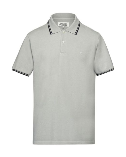 Maison Margiela Gray Logo Embroidered Polo Shirt