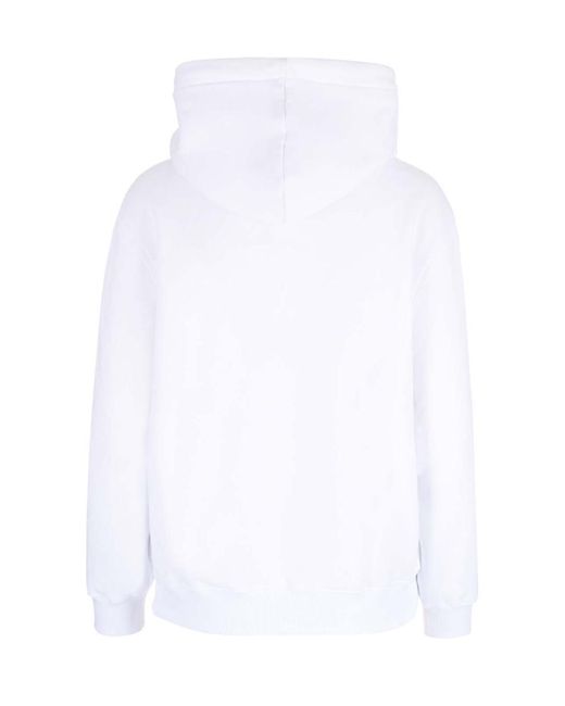 Lanvin White Logo Embroidered Drawstring Hoodie