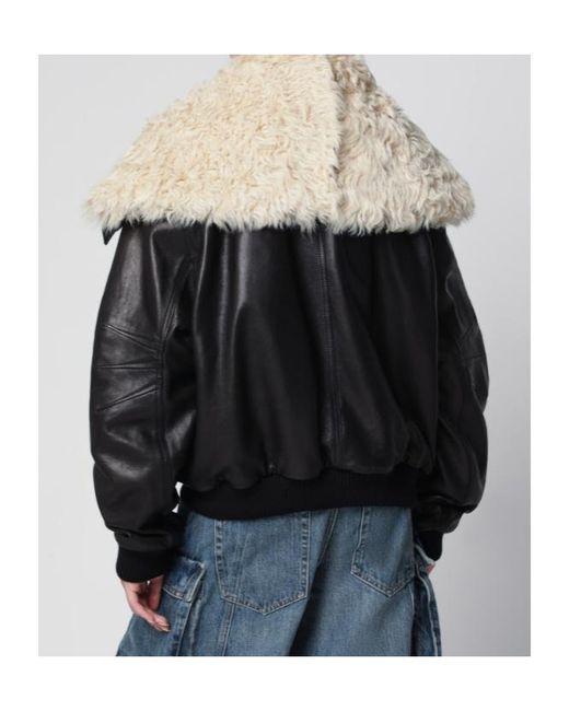 The Attico Black The Shearling Collar Bomber Jacket