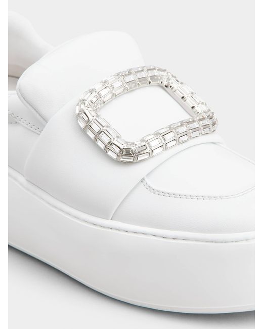 Roger Vivier White Viv' Up Embellished Buckle Sneakers