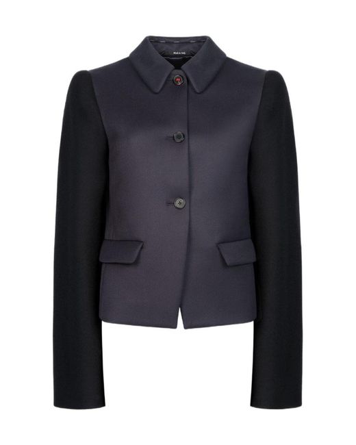 Maison Margiela Blue Oversized Sleeved Buttoned Blazer