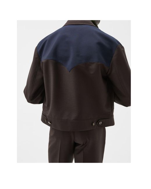 Versace Blue Contrast Yoke Zip Jacket for men