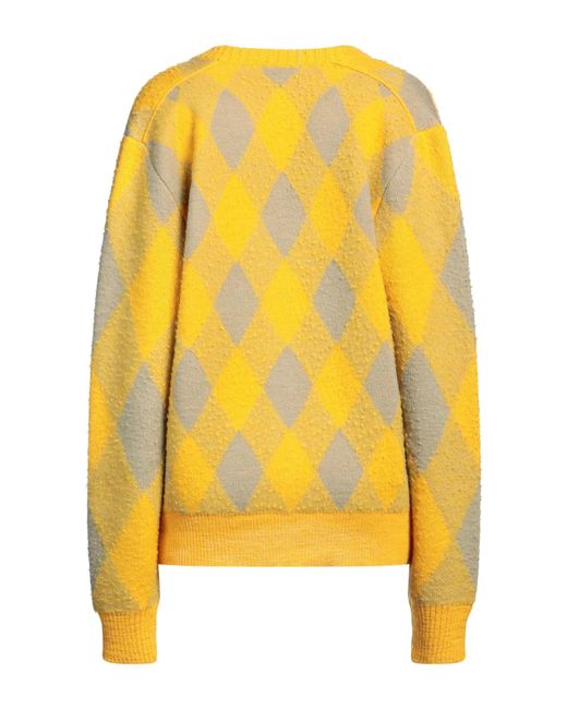 Burberry Yellow Geometric Pattern Knitted Long-Sleeve Top