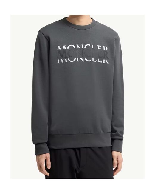 Moncler Black Branded Cotton Sweatshirt for men