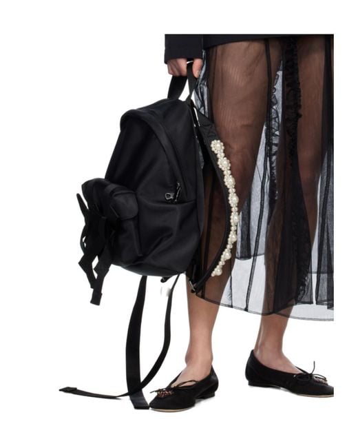 Simone Rocha Black Pearl-Embellished Backpack