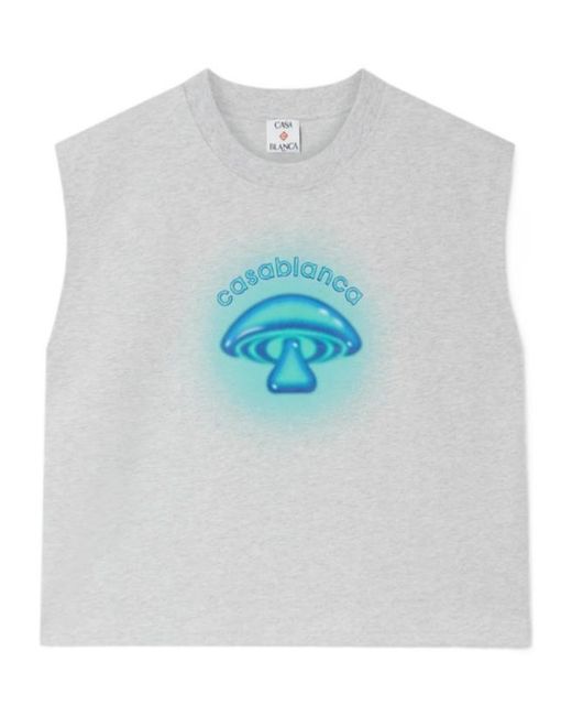 Casablanca Blue Airbrush Mushroom Sleeveless T-Shirt