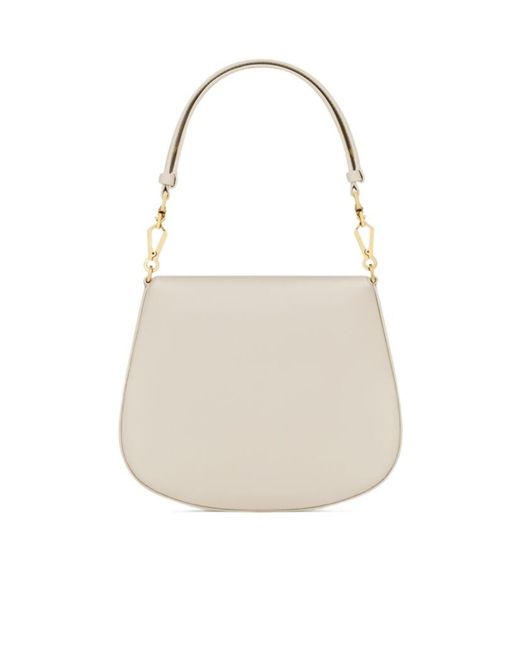 Saint Laurent White Voltaire Logo Plaque Top Handle Bag