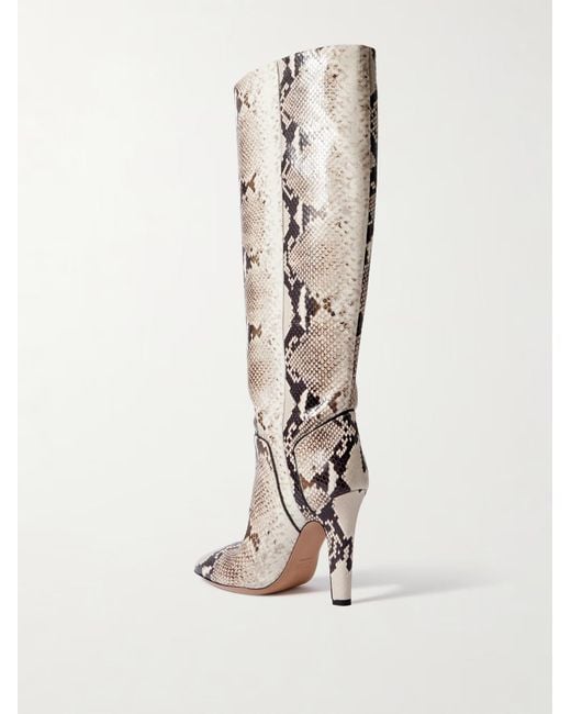 Paris Texas White Snake-Effect Leather Knee Boots