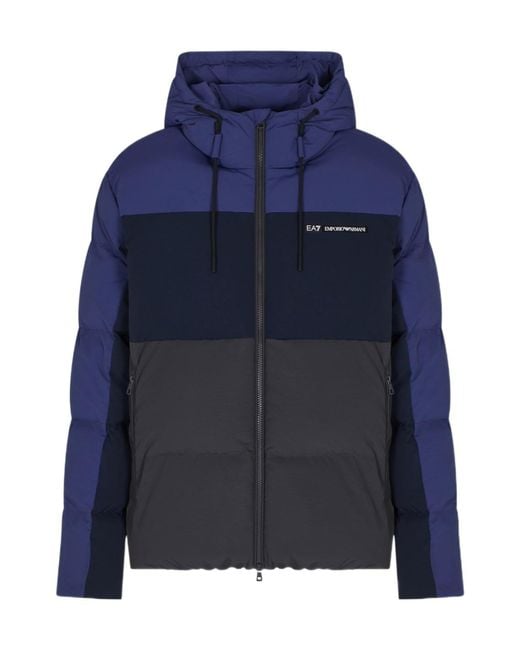 EA7 Blue Athletic Colour Block Jacket for men