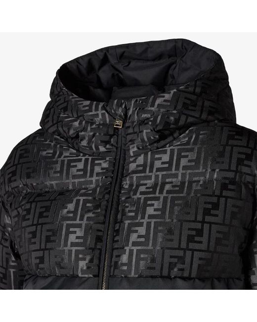 Fendi Black Ff Jacquard Ff Technical Fabric Down Jacket