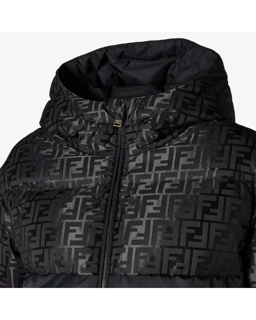 Fendi Black Ff Jacquard Ff Technical Fabric Down Jacket