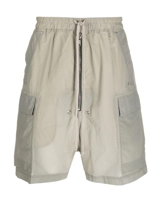 Rick Owens Gray Checked Drawstring Shorts for men