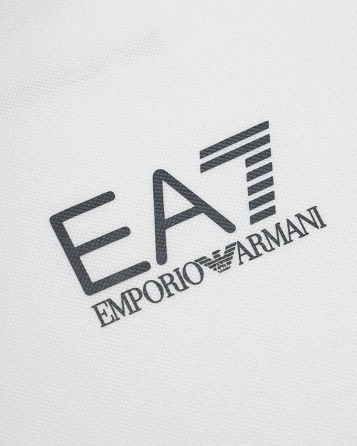 EA7 White Logo Printed Polo Shirt for men