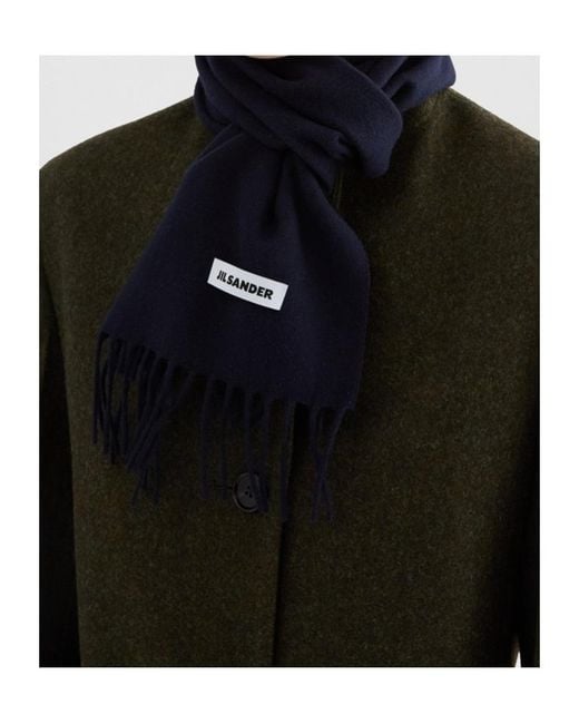 Jil Sander Blue Slim Wool Scarf for men