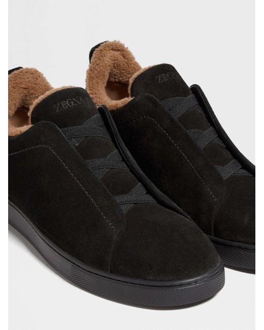 Zegna Black Triple Stitch Sneakers for men