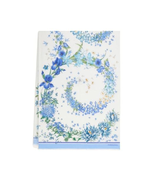 Ferragamo Blue Ferragamo Spring Printed Scarf
