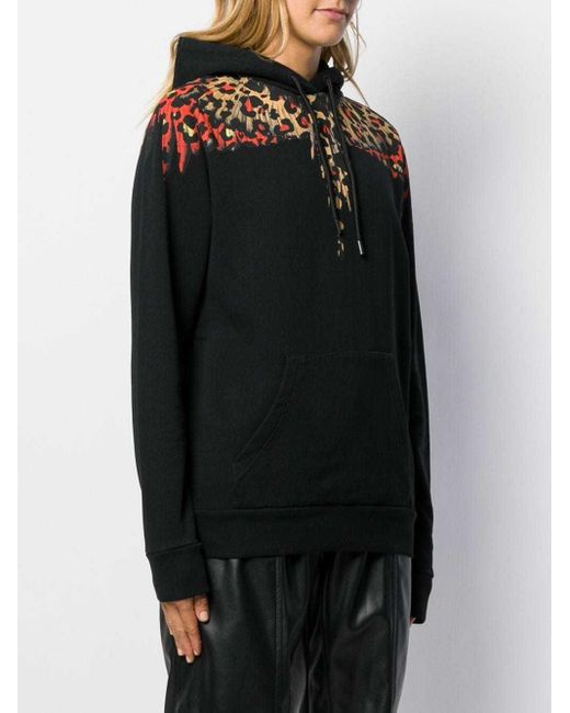 Marcelo Burlon Black Leopard Print Wing Hooded Sweater