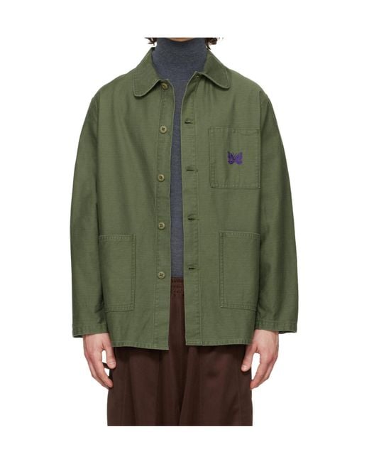 Needles Green Collared Shirt for men