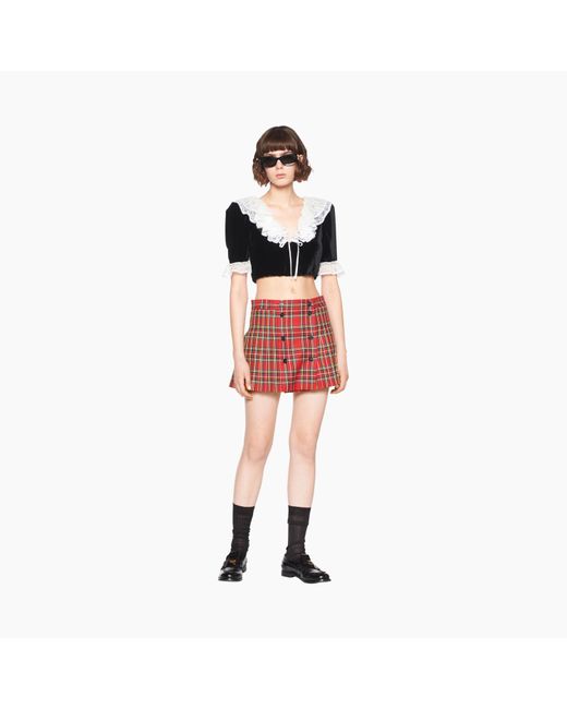 Miu Miu Red Plaid Skirt