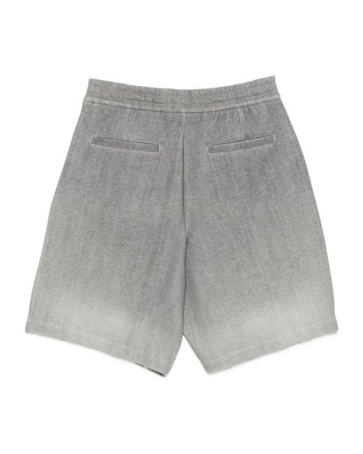 Emporio Armani Gray Logo Embroidered Shorts for men