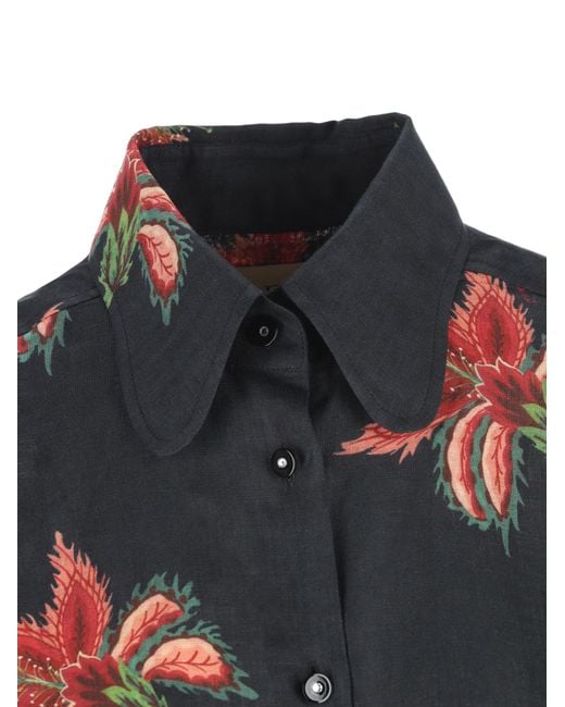 Valentino Multicolor Floral Printed Short-Sleeved Shirt