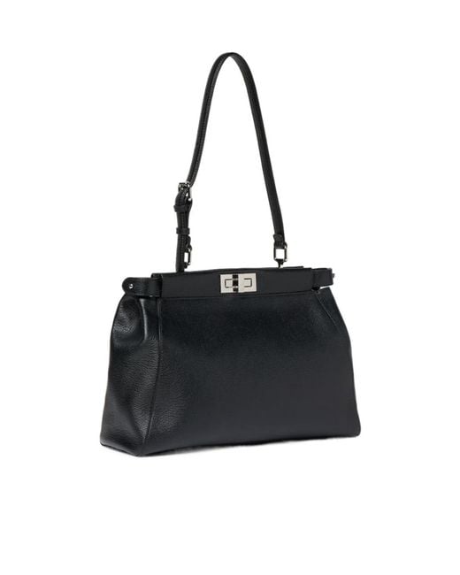 Fendi Black My Peekaboo Medium Leather Bag Embroidered With Mirrors