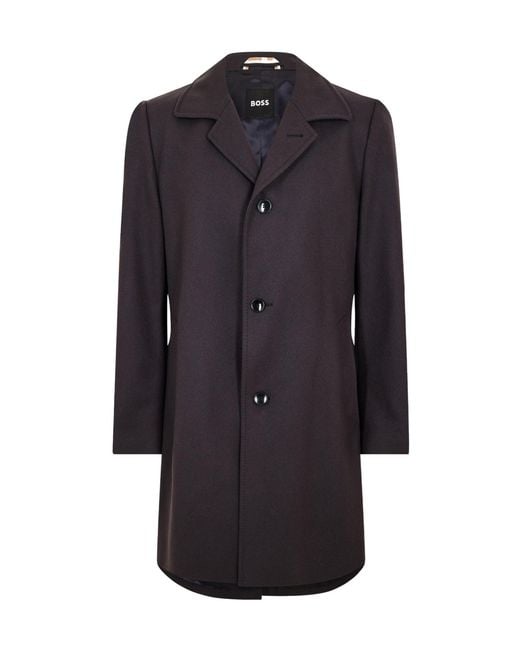 Boss Blue Single- Mid-Length Coat for men