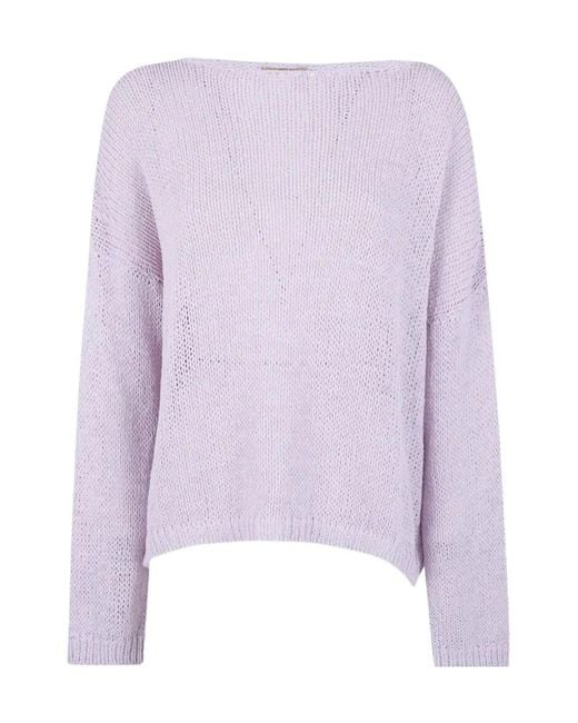 Roberto Collina Purple Boat Neck Knit Pullover