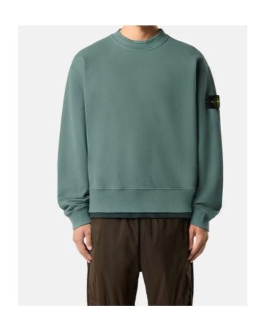 Stone Island Green Logo Patch Long-Sleeved Sweatshirt for men