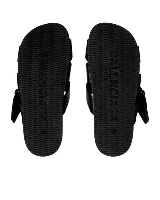 Balenciaga Black Belt Slide Sandals for men