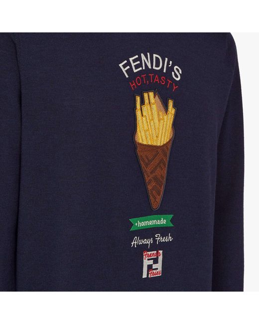 Fendi Blue Wool Licious Pullover for men