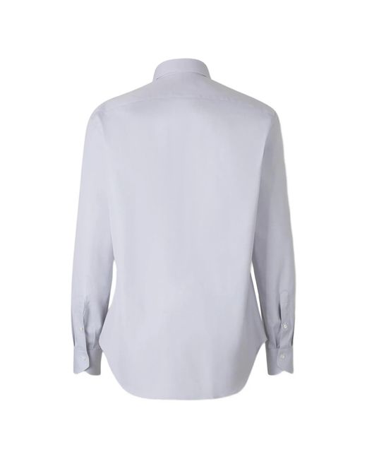 Canali Blue Long Sleeved Curved Hem Shirt for men
