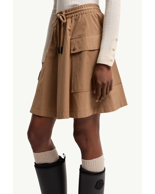 Moncler Natural Cotton Blend A-Line Mini Skirt