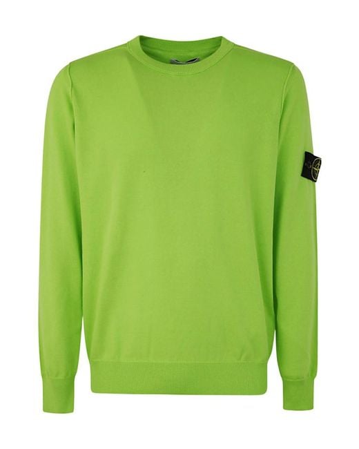 Stone Island Green Compass Patch Crewneck Jumper for men