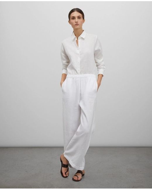 Aspesi White Pleated Wide-Leg Trousers