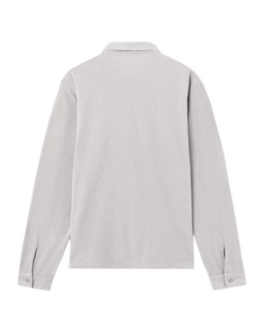 Stone Island White Slim-Fit Long-Sleeve Polo With Tonal Compass Patch for men