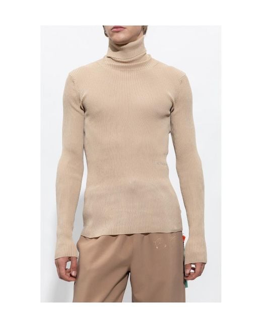Off-White c/o Virgil Abloh Natural Helvet Ribbed Long-Sleeved Jumper for men