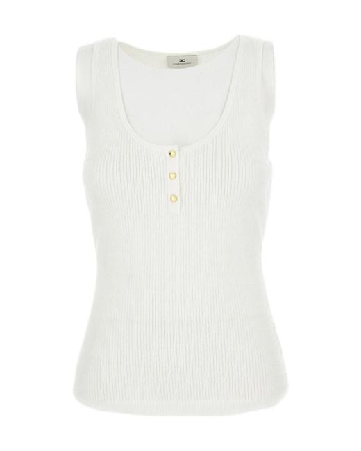 Elisabetta Franchi White Micro-Braided Knit Top