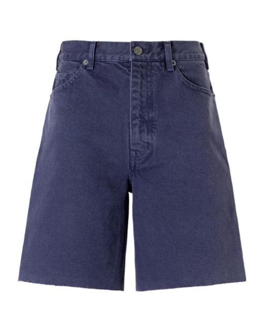 Nili Lotan Blue Frayed Denim Shorts