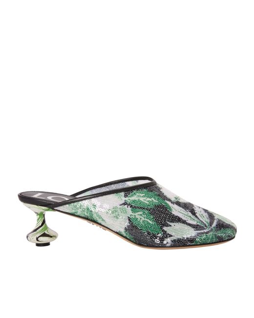 Loewe Green Toy Sequin Mules
