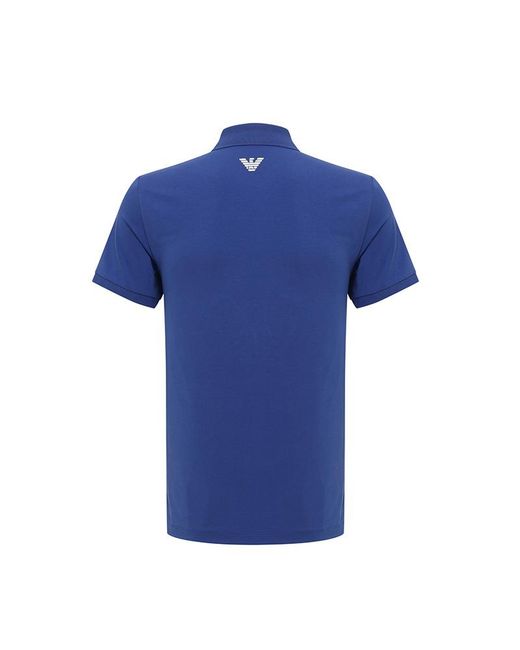 EA7 Blue Logo Lapel Polo Shirt for men