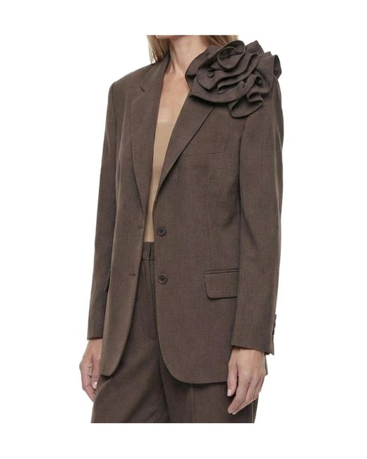 Magda Butrym Brown Floral-Appliqué Blazer