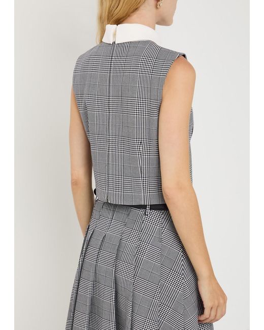 Self-Portrait Gray Prince Of Wales Checked Woven Top