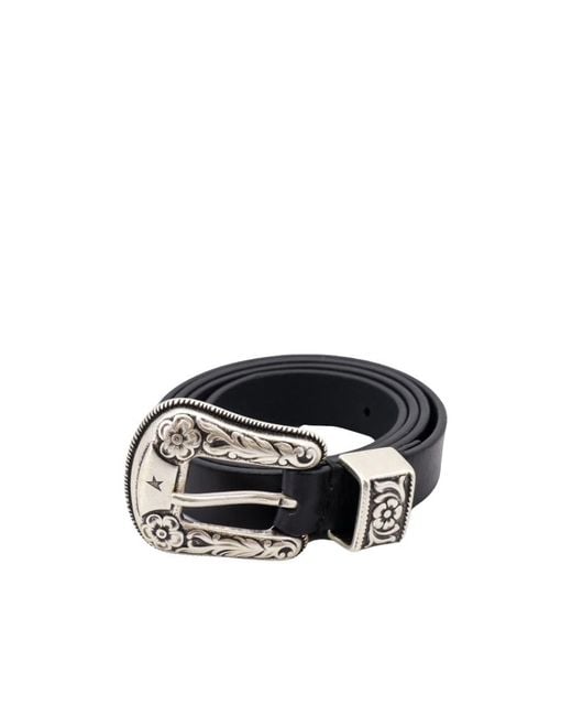 Golden Goose Deluxe Brand White Floral Engraved Buckled Belt