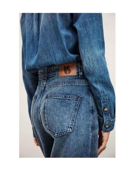 Ba&sh Blue Long-Sleeved Denim Jumpsuit