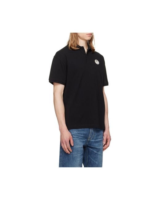 Palm Angels Black Palm Patch Short-Sleeved Polo Shirt for men