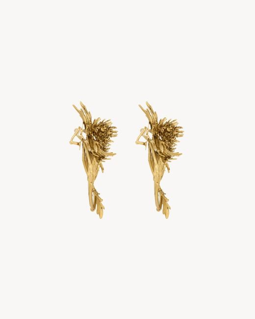 Saint Laurent Metallic Thistle Knocker Earrings