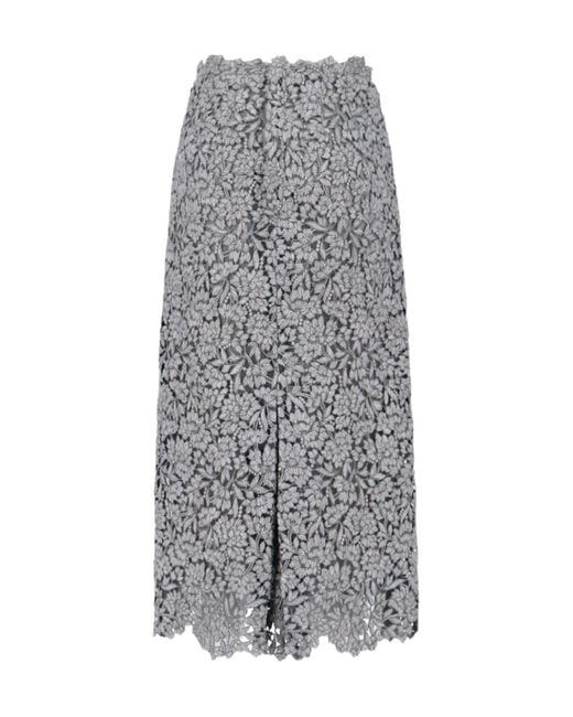 Ermanno Scervino Gray Lace Midi Skirt
