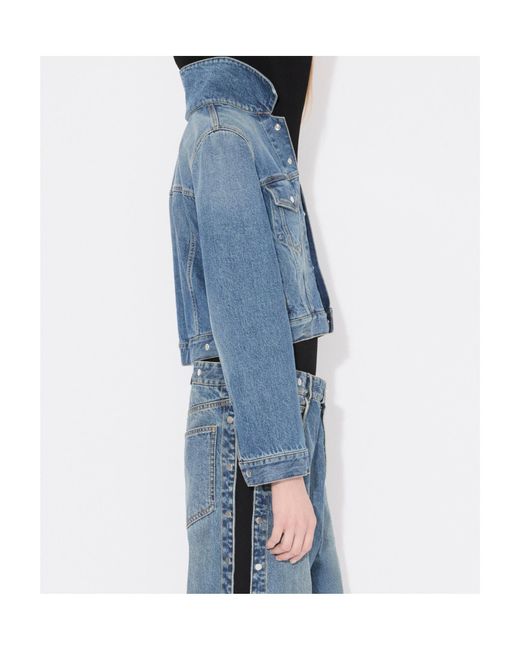 Alaïa Blue Alaïa Buttoned Long-Sleeved Denim Jacket