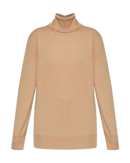Jil Sander Natural High-Neck Rib-Knit Jumper